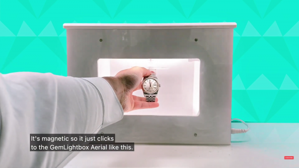 Suspend the Rolex watch inside the GemLightbox