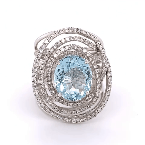 Aquamarine white gold diamond ring